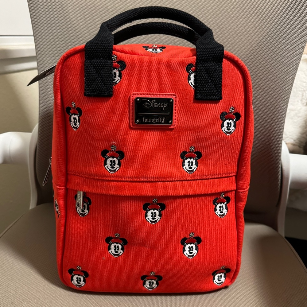 Disney Parks Minnie Mouse Canvas Loungefly Backpack - New